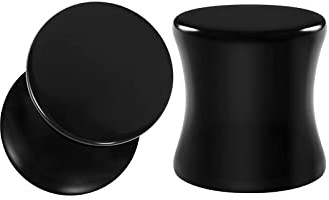 Mesnt 2 Pezzi Kit Dilatatori Tunnel Orecchie in Acrilico Forma Rotonda Nera Piercing a Tunnel Estensore Dilatatori Lobo Double Flared Flesh Piercing