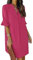 JOCAFIYE Frauen V-Ausschnitt Rüschen Hemdkleid Einfarbige Casual Sommer Kurzes Einfarbig Kleid Rose S