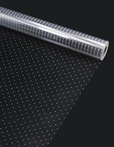 80 CM x 50 M Celofán para Envolver Regalos, Cestas y Decoración de Flores,Rollo de Polipropileno Transparente con Grosor 35 micras (Lunares Blancas, 70 CM x 50M.)