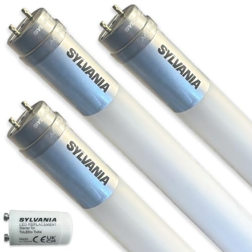 SYLVANIA LED T8 Röhre 60cm | 6500K Tageslichtweiß | Neonröhre Ersatz | 900 Lumen | 6,6 Watt | Leuchtmittel mit Starter | 3er Pack