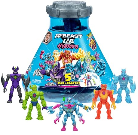 MrBeast Lab Hybrids Mega Pack, Reveal Different Hybrid Parts to Create 5 Mix & Match Action Figures, Including a Mega Torso Panther Experiment to Reveal Hybrid's Real Colors, Collect 30+ Beasts
