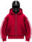 PADOLA Balaclava Zip Hoodie Herren mit Sturmhaube Oversized Y2K Ninja Hoodie mit Doppel Kapuze Winddichter Kapuzenpullover mit Fleece Streifen Winter Sweatshirt Warme Übergangsjacke (S, 3 Rot)