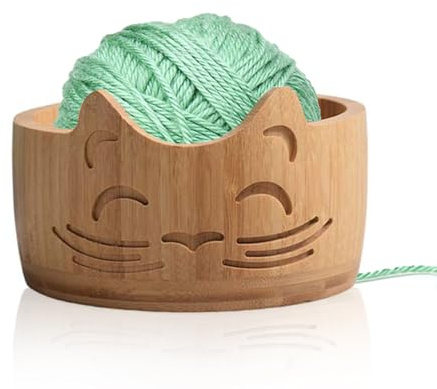 Hinourisha Wood Yarn Bowl, Yarn Bowls for Crochet, Yarn Knitting Bowl, Crochet Yarn Holder Bowl, 6.7inch Yarn Knitting Bowl for Storage Yarn, Wool, String or Crochet #003