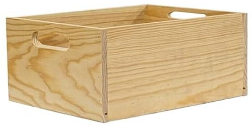 Caja Madera Deco - Envío 24h - Caja Multiusos - Almacenaje, Decoración Sostenible con asas (40x30)