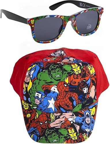CERDÁ LIFE'S LITTLE MOMENTS | Set berretto e occhiali da sole Avengers per ragazzi e ragazze, occhiali e berretto Avengers stile moderno e resistente, Rosso, Taglia unica