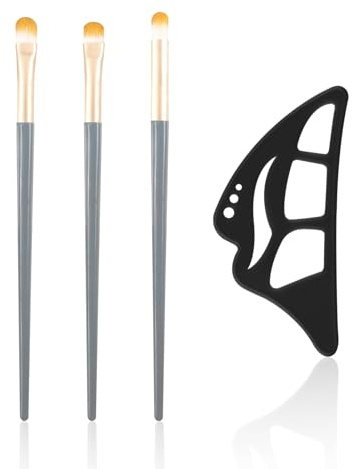 Boobeen Aide au maquillage des yeux, pochoir de maquillage pour ombres à paupières, assistant de beauté pour les yeux réutilisable, outil en silicone à ailettes avec 3 pinceaux, pour les débutantes