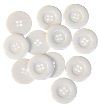 Large Resin Sewing Buttons, 1-1/2 inch,38mm, 4-Hole, Multicolored Craft Buttons for DIY Projects, 30 Pack (White)