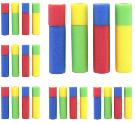 AMATOYS 24 Pistolas - Pistola De Agua De Espuma para Niños - Lanzador Divertido Y Seguro - Juguete De Verano para Playa, Piscina Y Jardín - Fácil De Usar - Colores Surtidos - 20 x 5 cm
