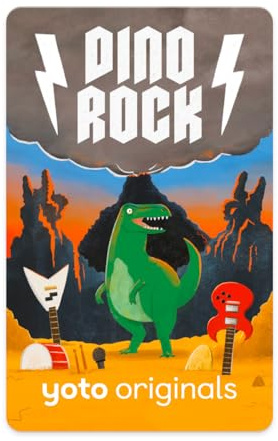 Yoto Dino Rock - Tarjeta de audio para niños para usar con reproductor y mini reproductor de audio todo en 1, escucha sin pantalla con música festiva divertida para jugar, viajes y fiestas de