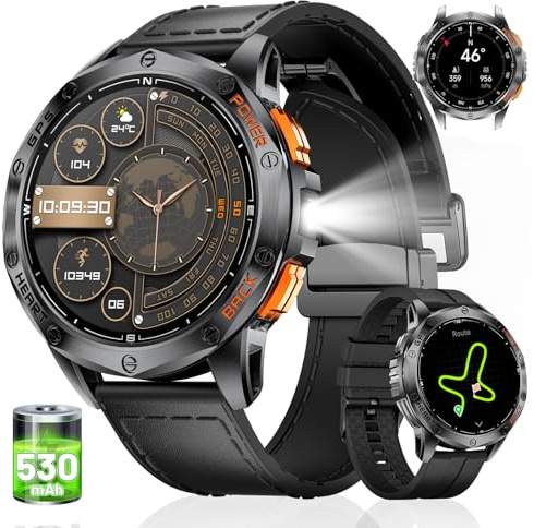 LIGE GPS Smartwatch Uomo 1,43 AMOLED,10ATM Impermeabile Orologio Militare con Chiamate Bluetooth,Monitoraggio Altezza/Pressione e 180+ Modalità Sport per Android iOS