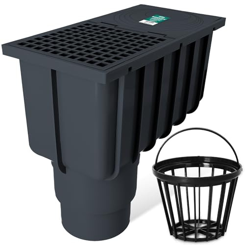 Millto Regensinkkasten 110/125 mm Regenwasserablauf Dachrinnenablauf Hofablauf Regenrohrablauf Sinkkasten Entwässerung Kontrollschacht mit Sieb Graphit