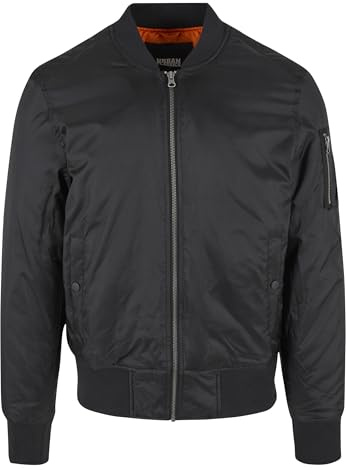 Blouson Court Rembourré, Fermeture Éclair, Veste Streetwear Zippée, 100% Polyester, Doublure Orange