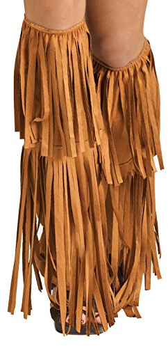 Fun World Damen Hippie-Stiefelüberzüge mit Fransen Kostümzubehör, Mehrfarbig/Meereswellen (Ocean Tides), Standard