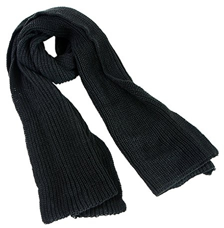 Unisex Strickschal Lang Grobstrick Schal Warm Winterschal einfarbiges Halstuch Oversized Schlauchschal für Herbst und Winter, Schwarz, Einheitsgröße