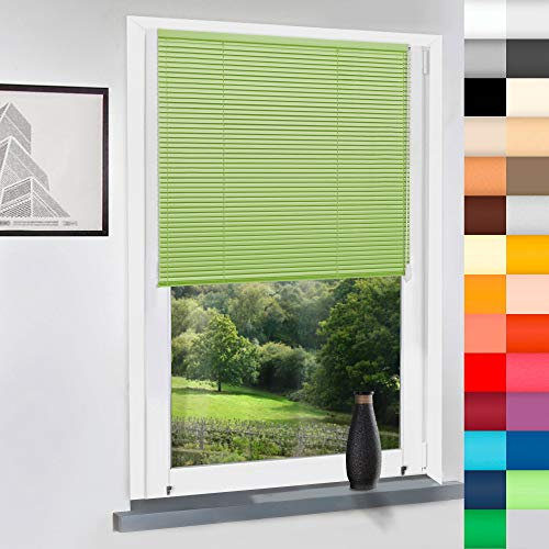 Aluminium Jalousie nach Maß, Endloskette, Kette, Monocomando, Maßanfertigung, für Fenster und Türen, Alu, Fenster, Klemmfix ohne Bohren (Light Green, Höhe: 130cm x Breite: 60cm)