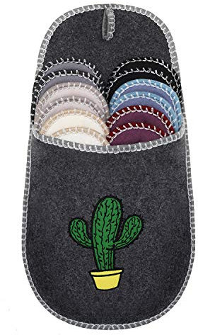 ONVAYA® ABS Gästepantoffel | 6er Set | Antirutsch Sohle | Hausschuhe | Filzpantoffel | Gr. 36-45 Gästehausschuhe (Kaktus)
