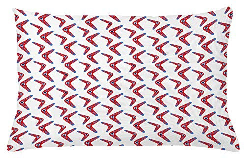 ABAKUHAUS aborigeno Federa Fodera Cuscino, Boomerang Motif, Copricuscino Quadrato Decorativo, 65 cm x 40 cm, Vermilion Multicolor