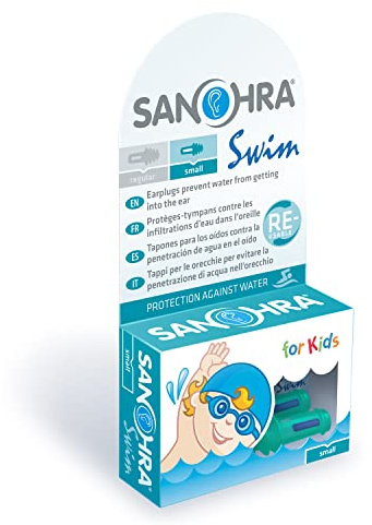 SANOHRA swim tappi per le orecchie da nuoto per bambini - tappi per le orecchie impermeabili per il nuoto - riutilizzabili - 1 paio - per bambini - (GB/F/ES/IT) (piccolo).
