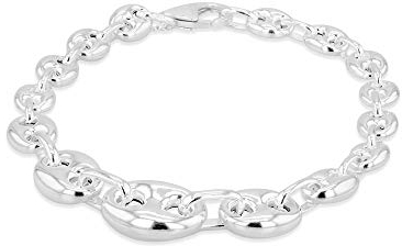 Tuscany Silver Damen-Armband Bohnenkette abgestuft 6,4mm-12mm Sterlingsilber 19cm