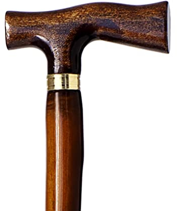 Gehstock mit Manschette aus braunem Holz (606)