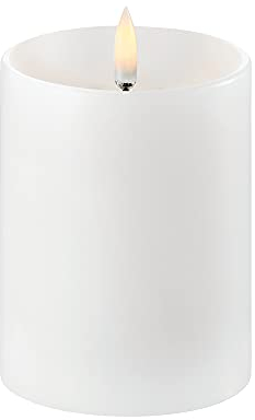Piffany Copenhagen Uyuni Lighting Pillar LED Kerze tiefer Docht 7,8 x 10,1 cm Echtwachs Weiss - 6 Stunden Timerfunktion - Keine Brandgefahr, Keine Rußbildung und kein Geruch