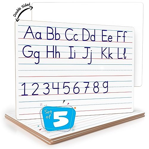 Scribbledo 5 Pack Small Lined Dry Erase Boards, 9x12 Double Sided