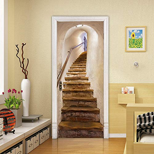 VIRANDA 3D Türaufkleber Selbstklebend Türtapete - Treppe - Türfolie Poster Wasserdichte Umweltschutz Tür Stickers 77x200cm