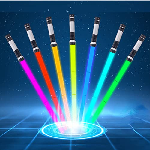 OSDUE 80 cm Lichtschwert, RGB 7 Farben LED Laserschwert, Laser Sword mit Beleuchtung & Sound, Elektronisches Spielzeug-Lichtschwert für Halloween Verkleidung, Silvester-Partyzubehör