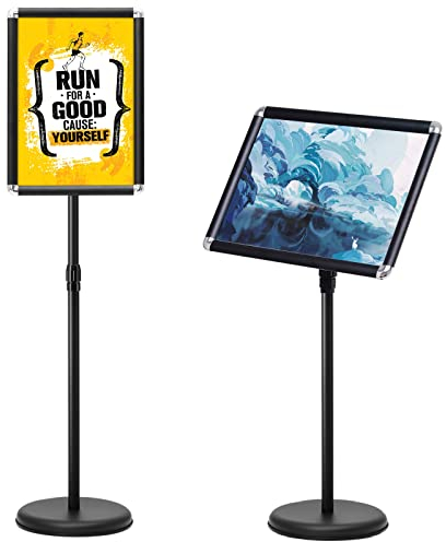 GIANTEX Infoständer Höhenverstellbar, Informationsständer DIN A3, Aufsteller Infoständer drehbar, Plakatständer Präsentationsständer Werbeständer Kundenstopper aus Metall (1, Schwarz)