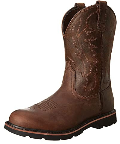 Cowboy Boots for Men Western Boot Durable Classic Embroidered Square Toe Traditional Boots,Brown,8.5 UK