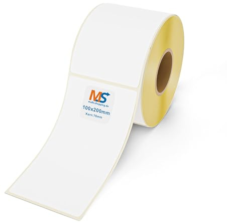 Multi-Shopping Thermo-Eco Etiketten Versandetiketten 100 x 200 mm - 900 Stück je Rolle - Kern: 76 mm -permanent haftend DHL, DPD, GLS, UPS Zebra Paketaufkleber