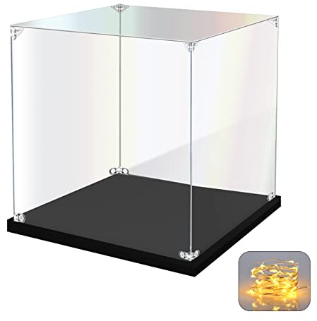 KOLIPI Acrylic Display Case for Collectibles Assemble Clear Acrylic Display Box for Lego Alternative Glass Case for Showcasing Figures Doll Toys Home Storage(8x8x8 inch, 20x20x20 cm)