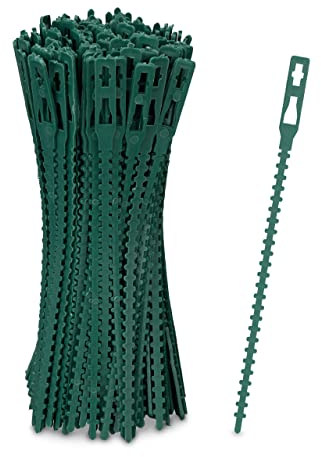 Relaxdays Pflanzenbinder, 200er Set, 14 cm, verstellbare Pflanzenhalter, wiederverwendbar, Befestigung Pflanzen, grün
