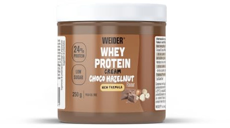Weider Whey Protein Choco-Hazelnut Spread Crema de Chocolate y Avellana con 22% de Proteínas, Bajo en Azúcares, sin Aceite de Palma, sin Gluten, 250 g