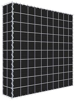 Grönsaksgrön gabion med fleece 100 cm x 100 cm x 20 cm (L x H x D), maskstorlek 10 cm x 10 cm, spiral