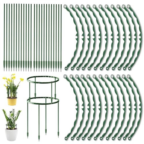 Pflanzenstütze, 48 Stück Kunststoff-Pflanzenhalterring, 25 x 14 cm Garten-Pflanzenring, Rankhilfe, Garten-Dekoständer für Pflanzen, Blumen, Gemüse