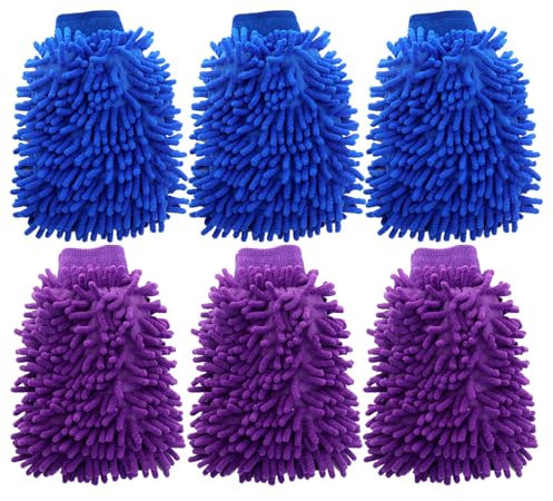HXSYKJDM 6PCS Car Wash Mitts, Double Sided Microfiber Car Drying Towel, Super Absorbent Wash Gloves for Cars Cleaning