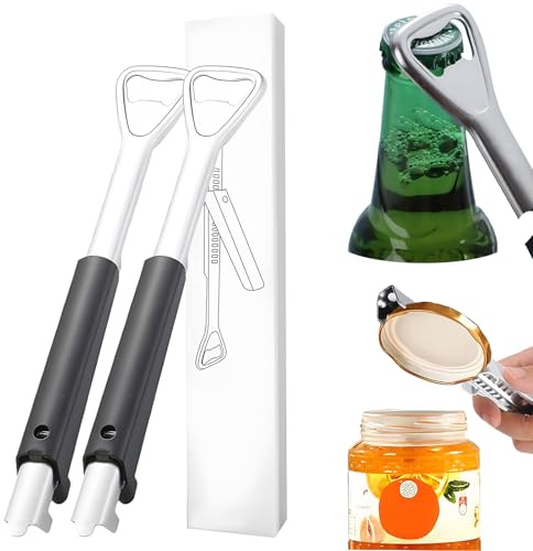 FainFun 2 stycken justerbara konservöppnare för seniorer, smidig burköppnare öppnare, arbetssparande konservöppnare, artrit glasöppnare, locköppnare rostfritt stål för svaga händer, artrit