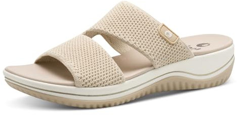 Jana Coshy Damen Hallux Pantolette mit Flexibler Sohle Elastisch, Mehrfarbig (Beige/Gold), 40 EU
