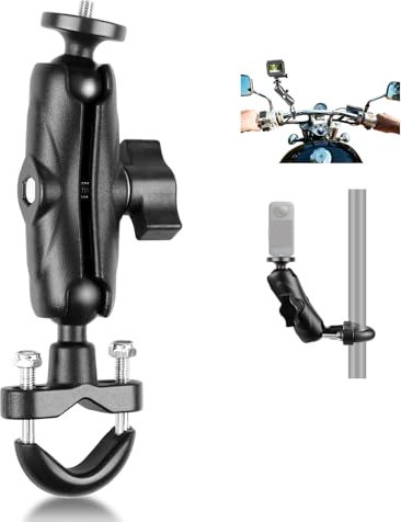 PULUZ Motorcycle Action Camera Handlebar Fixed Mount, Rotatable Holder for Insta360 X4, X3, GO 3, Ace, ONE RS, U Shape Fixed Bike Bracket Kit for GoPro Hero13, 12, 11, 10, 9, OSMO 360, Osmo Action