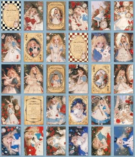 ZPPLD Cartoline, Cartoline Vintage, Cartolina di Alice, Set di Cartoline Vintage, Cartolina della Principessa, Cartoline Retro, Paesaggi Vintage, Regalo per Compagni di Classe, Bambini