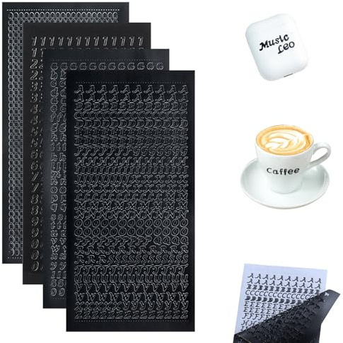 YALiya 5 Fogli Adesivo Lettere, Stickers Lettere Adesive, Scritta Adesiva, per Battesimo, Matrimonio, Album Fotografico, Scrapbook, Decorazione Fai Da Te (C)