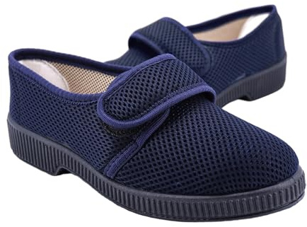 JOMIX Scarpe Ortopediche Donna Anziani con Strappo Ciabatte Diabetiche Leggere Pantofole Estive Antomiche da Signora Traspiranti Comode Antiscivolo per Piedi Gonfi AITD2616 Blu 39
