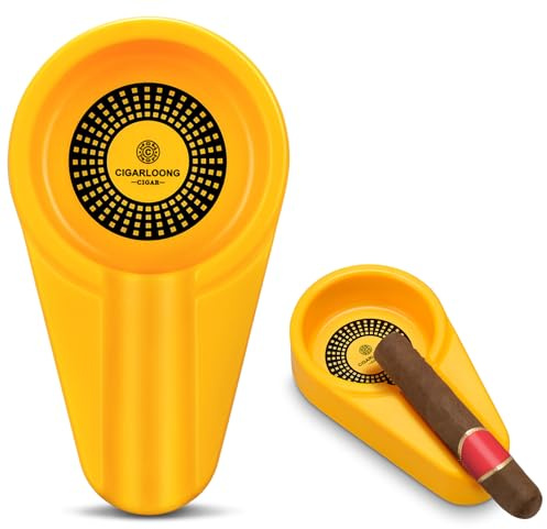 CIGARLOONG Posacenere per sigari, leggero e portatile, posacenere per interni ed esterni, per interni ed esterni, per terrazza/ufficio, esterni/interni (giallo)