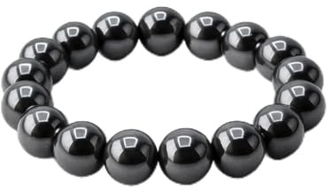 PURAJA Anello in pietra naturale autentica: Ematite | Anello anti-stress elastico | Anello con perle in minerali pregiati, One-Size, Ematite