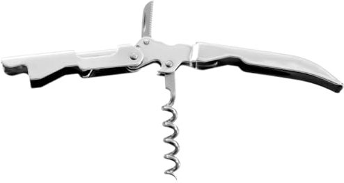 FM Professional 21778 Tire-bouchon limonadier double levier, tire-bouchon, tire-bouchon double levier, Acier inoxydable, Argenté, 17 x 2.3 x 1.2 cm