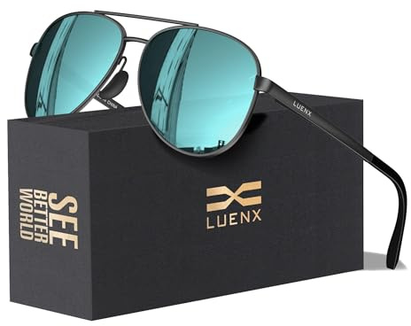 LUENX Aviator Sunglasses for Men Women Polarized - UV400 Protection, Stylish Shades, Driving, Outdoor Activities 59MM(Light Blue)
