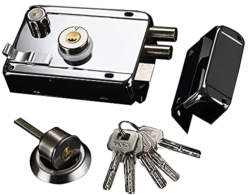 Serratura notturna completa di 5 chiavi, elegante chiavistello, serratura esterna per porta d'ingresso, alta sicurezza per la casa o il posto di lavoro (aperto a destra)