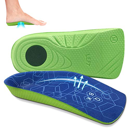 Achilles Tendonitis Support QBK Insoles for Flat Feet , Relieve Plantar Fasciitis, O/X-legs, Flat Feet, Overpronation, Heel Spurs, Men & Women Daily Use M
