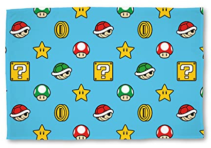 Character World Nintendo Officially Licensed Super Mario Fleece Blanket | Super Soft Warm Throw, Continue Gaming Design Brands | Perfect For The Bedroom, Camping & Sleepovers